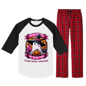 Breast Cancer Halloween In October We Wear Ghost Witch Raglan Sleeve Pajama Set