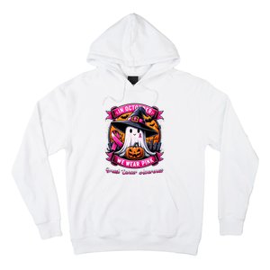 Breast Cancer Halloween In October We Wear Ghost Witch Hoodie