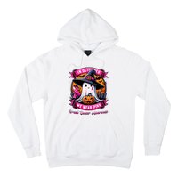 Breast Cancer Halloween In October We Wear Ghost Witch Hoodie