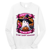 Breast Cancer Halloween In October We Wear Ghost Witch Long Sleeve Shirt