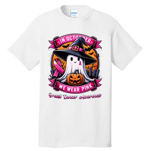 Breast Cancer Halloween In October We Wear Ghost Witch Tall T-Shirt