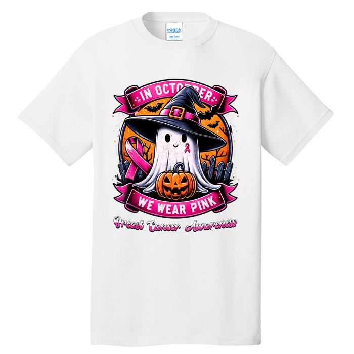 Breast Cancer Halloween In October We Wear Ghost Witch Tall T-Shirt