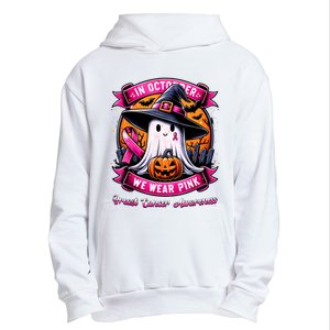 Breast Cancer Halloween In October We Wear Ghost Witch Urban Pullover Hoodie