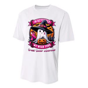 Breast Cancer Halloween In October We Wear Ghost Witch Performance Sprint T-Shirt