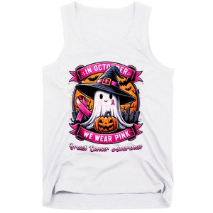 Breast Cancer Halloween In October We Wear Ghost Witch Tank Top