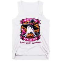 Breast Cancer Halloween In October We Wear Ghost Witch Tank Top