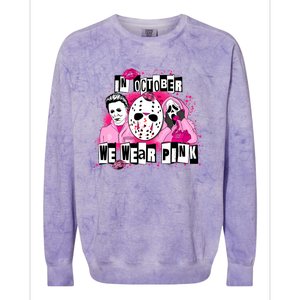 Breast Cancer Horror Movie Characters Halloween Colorblast Crewneck Sweatshirt