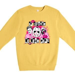 Breast Cancer Horror Movie Characters Halloween Premium Crewneck Sweatshirt