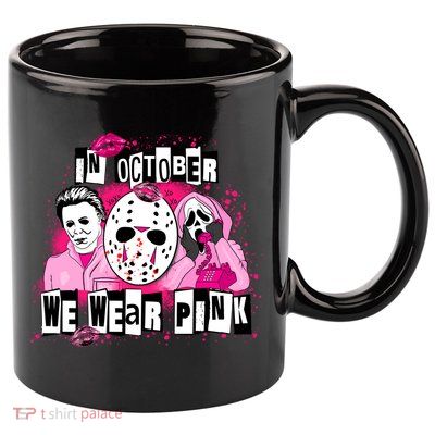 Breast Cancer Horror Movie Characters Halloween 11oz C Handle Ceramic Mug