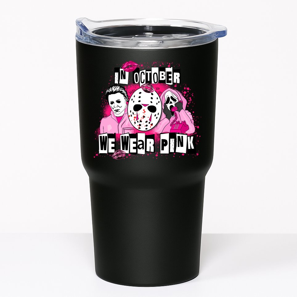 Breast Cancer Horror Movie Characters Halloween Tumbler