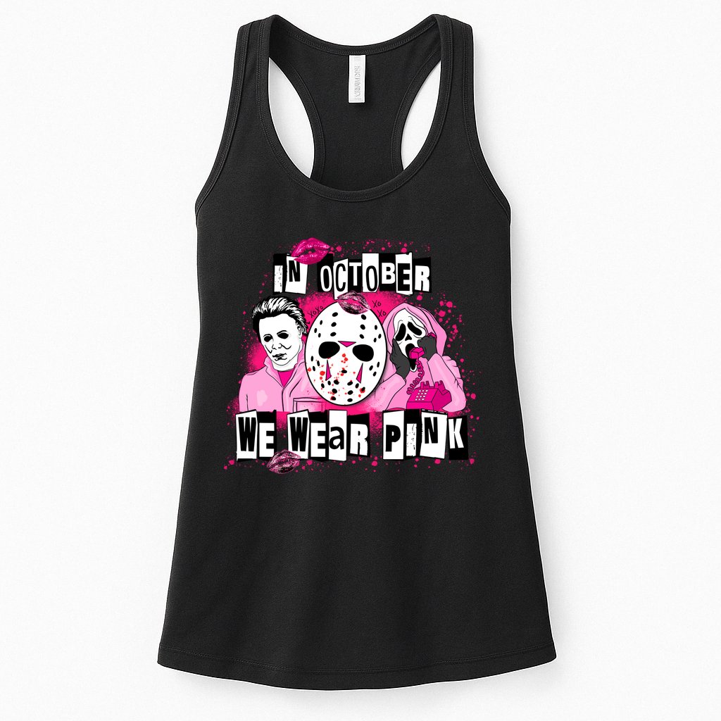 Breast Cancer Horror Movie Characters Halloween Womens Tank Top