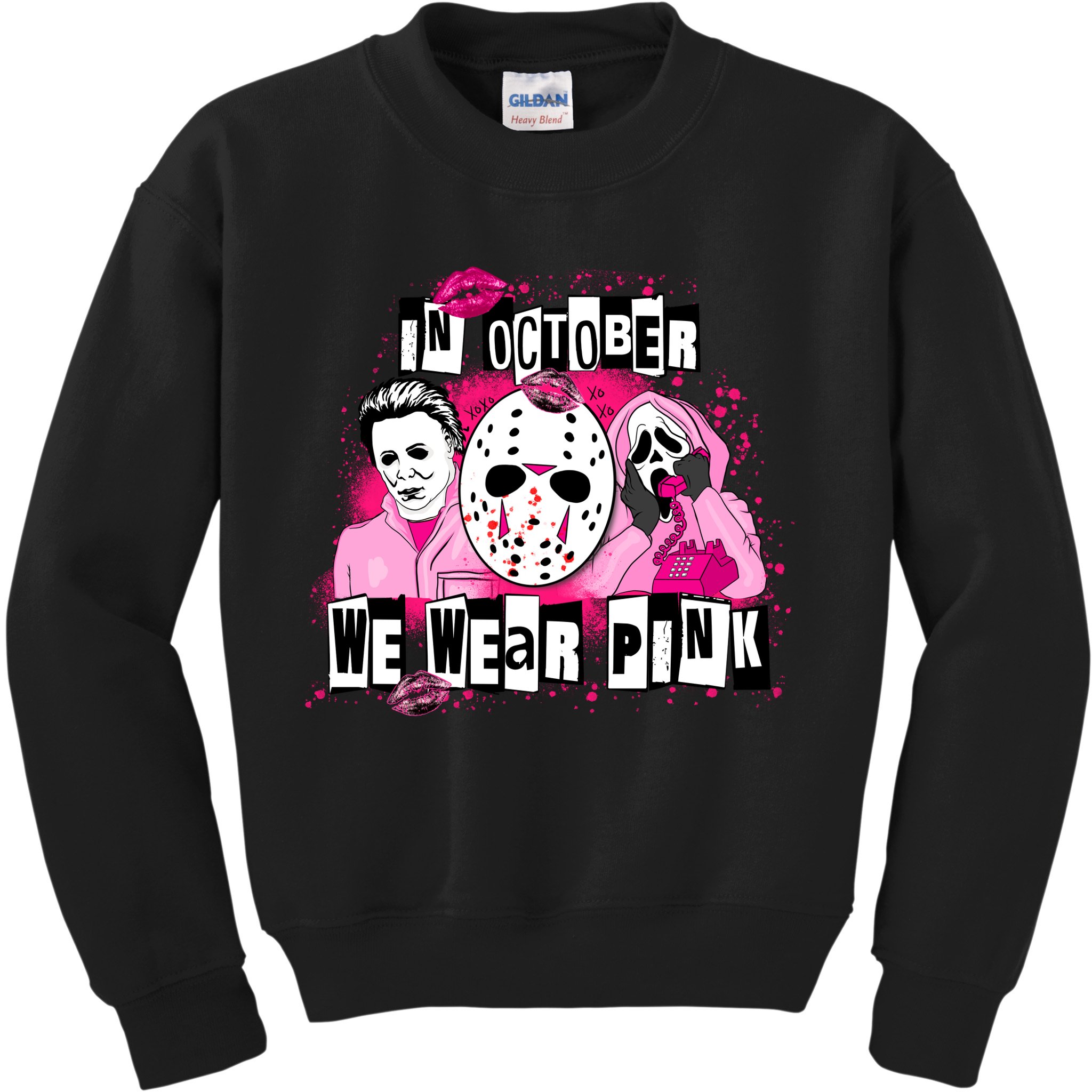 Breast Cancer Horror Movie Characters Halloween Kids Sweatshirt