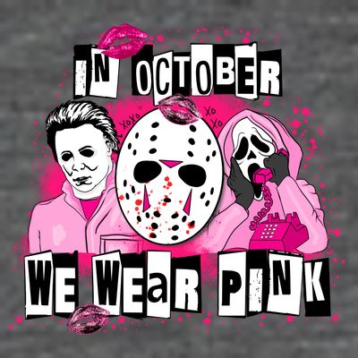 Breast Cancer Horror Movie Characters Halloween T-Shirt