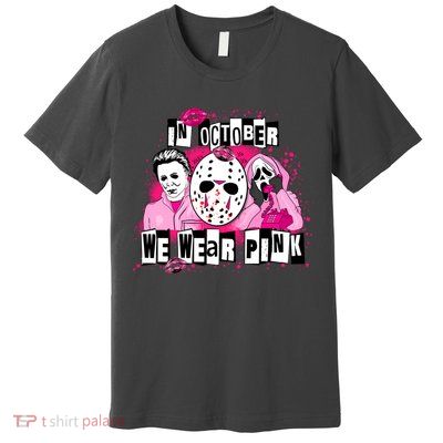 Breast Cancer Horror Movie Characters Halloween Premium T-Shirt