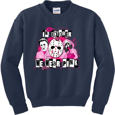 Breast Cancer Horror Movie Characters Halloween Kids Sweatshirt