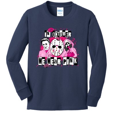 Breast Cancer Horror Movie Characters Halloween Kids Long Sleeve Shirt