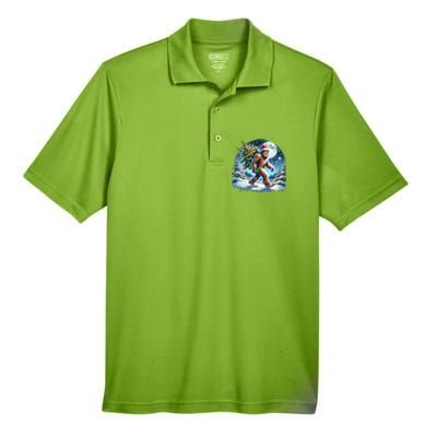 Bigfoot Christmas Holiday Sasquatch Xmas Men's Origin Performance Pique Polo