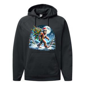 Bigfoot Christmas Holiday Sasquatch Xmas Performance Fleece Hoodie