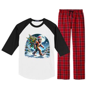 Bigfoot Christmas Holiday Sasquatch Xmas Raglan Sleeve Pajama Set