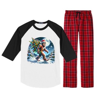 Bigfoot Christmas Holiday Sasquatch Xmas Raglan Sleeve Pajama Set