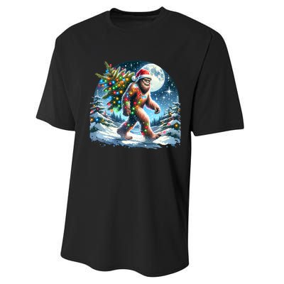 Bigfoot Christmas Holiday Sasquatch Xmas Performance Sprint T-Shirt