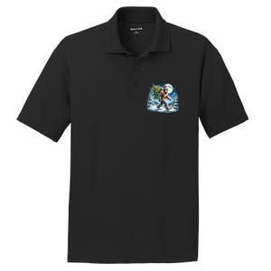 Bigfoot Christmas Holiday Sasquatch Xmas PosiCharge RacerMesh Polo