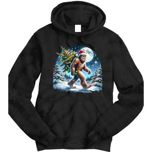 Bigfoot Christmas Holiday Sasquatch Xmas Tie Dye Hoodie