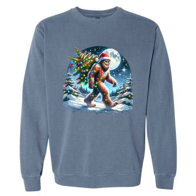 Bigfoot Christmas Holiday Sasquatch Xmas Garment-Dyed Sweatshirt