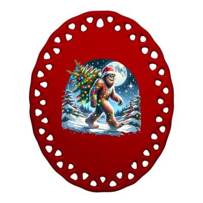 Bigfoot Christmas Holiday Sasquatch Xmas Ceramic Oval Ornament