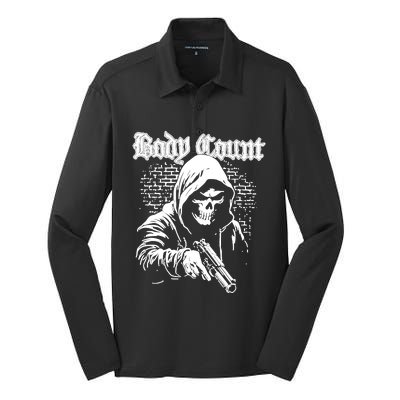 Body Count Hooded Skull Silk Touch Performance Long Sleeve Polo