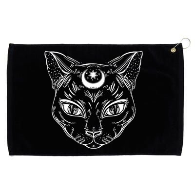 Black Cat Halloween Boho Grommeted Golf Towel