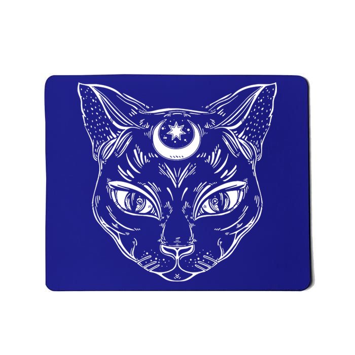 Black Cat Halloween Boho Mousepad