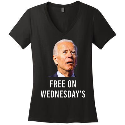 Biden Campaign Hawks ‘Free On Wednesdays Women's V-Neck T-Shirt