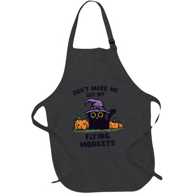 Back Cat Halloween DonT Make Me Get My Flying Monkeys Full-Length Apron With Pockets
