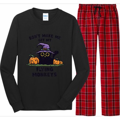 Back Cat Halloween DonT Make Me Get My Flying Monkeys Long Sleeve Pajama Set