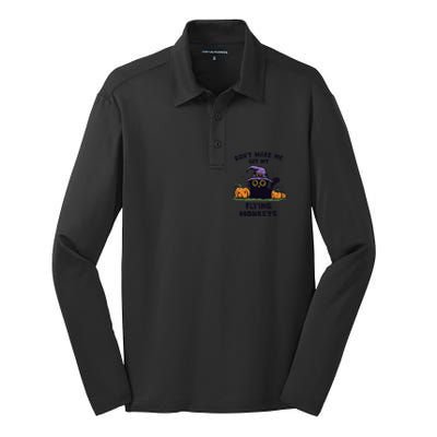 Back Cat Halloween DonT Make Me Get My Flying Monkeys Silk Touch Performance Long Sleeve Polo