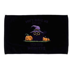 Back Cat Halloween DonT Make Me Get My Flying Monkeys Microfiber Hand Towel