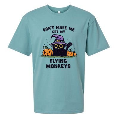 Back Cat Halloween DonT Make Me Get My Flying Monkeys Sueded Cloud Jersey T-Shirt