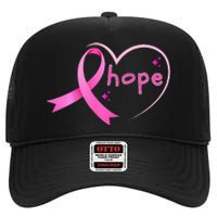 Breast Cancer Hope Ribbon Heart 2024 Awareness Hope High Crown Mesh Back Trucker Hat