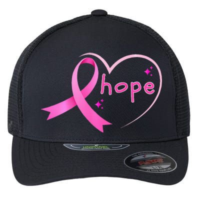 Breast Cancer Hope Ribbon Heart 2024 Awareness Hope Flexfit Unipanel Trucker Cap