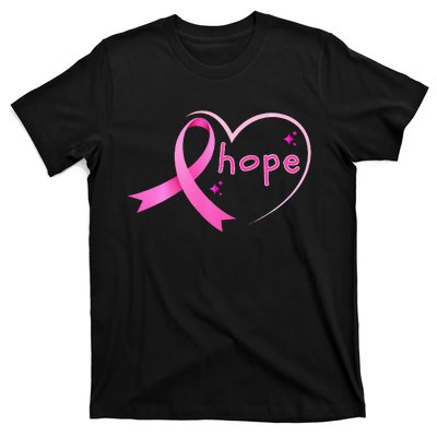 Breast Cancer Hope Ribbon Heart 2024 Awareness Hope T-Shirt