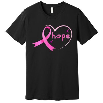 Breast Cancer Hope Ribbon Heart 2024 Awareness Hope Premium T-Shirt