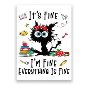 Black Cat It's Fine I'm Fine Everything Is Fine Teacher Xmas Poster