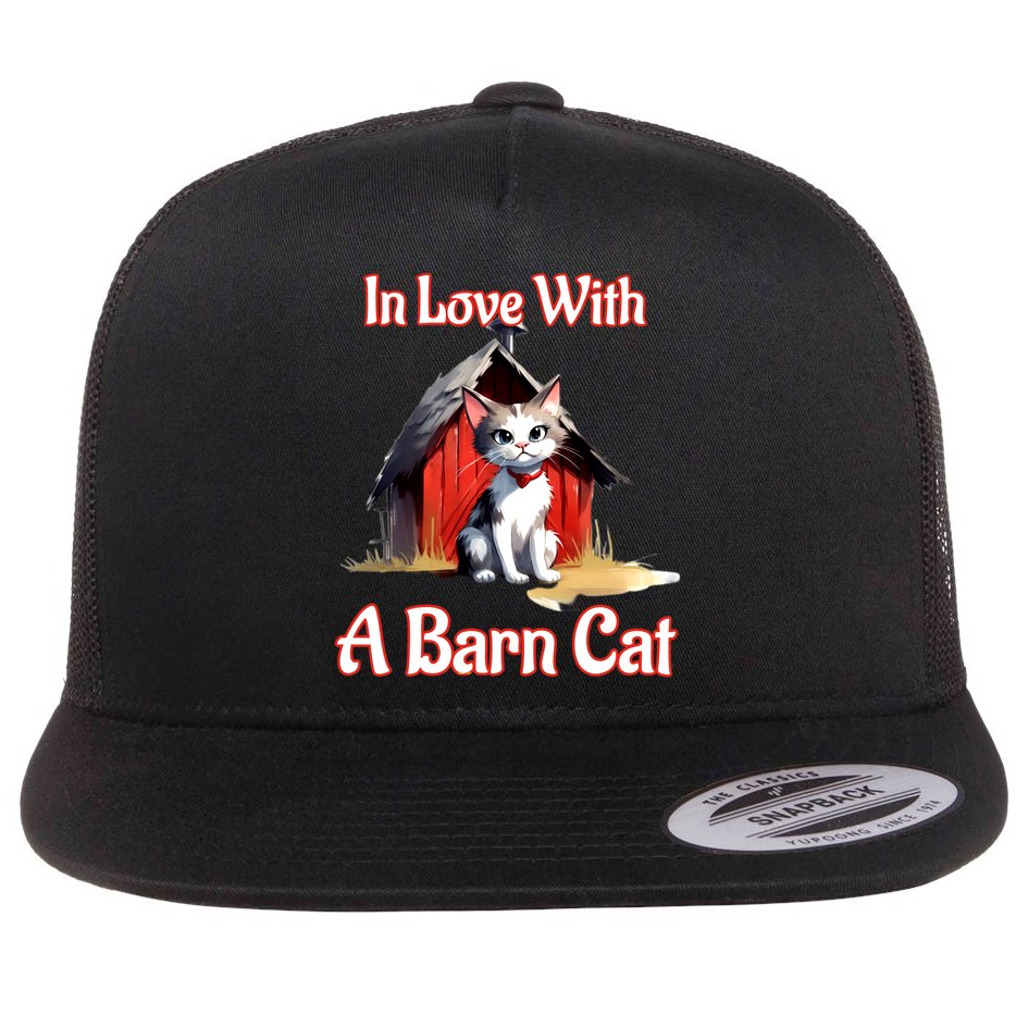 Barn Cat In Love With Barn Cat Funny Cat Lovers Design  Flat Bill Trucker Hat