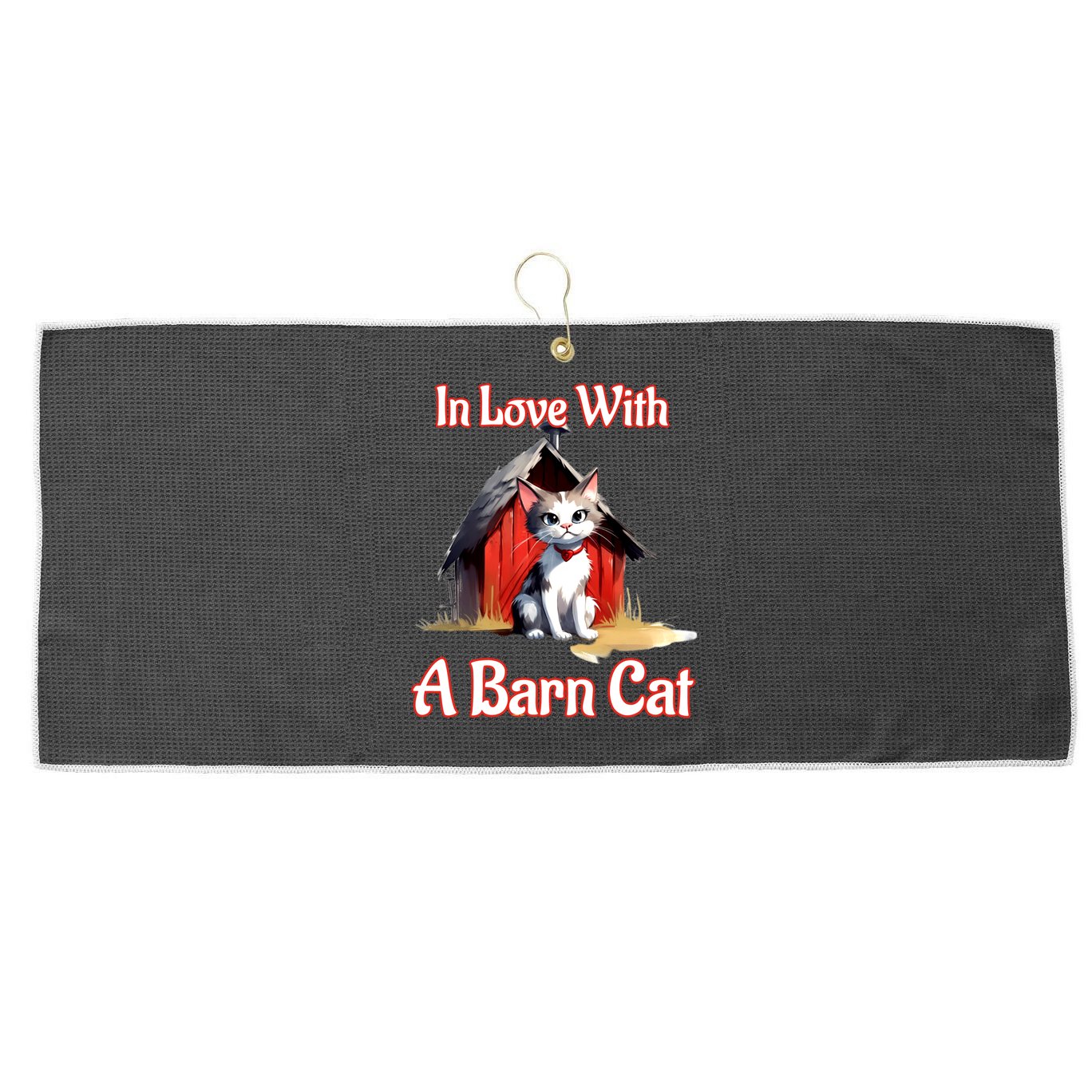 Barn Cat In Love With Barn Cat Funny Cat Lovers Design  Large Microfiber Waffle Golf Towel