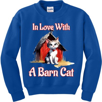 Barn Cat In Love With Barn Cat Funny Cat Lovers Design  Kids Sweatshirt