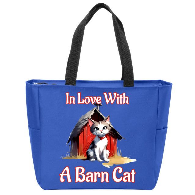 Barn Cat In Love With Barn Cat Funny Cat Lovers Design  Zip Tote Bag