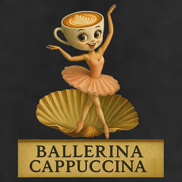 Ballerina Cappuccina Italian Brainrot Meme Ballerina 7 Panel Mesh Trucker Snapback Hat