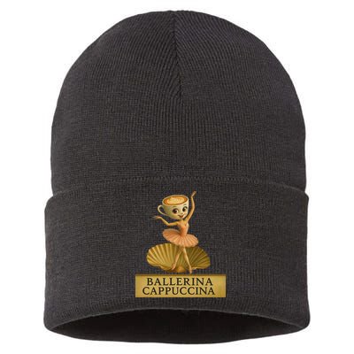 Ballerina Cappuccina Italian Brainrot Meme Ballerina Sustainable Knit Beanie