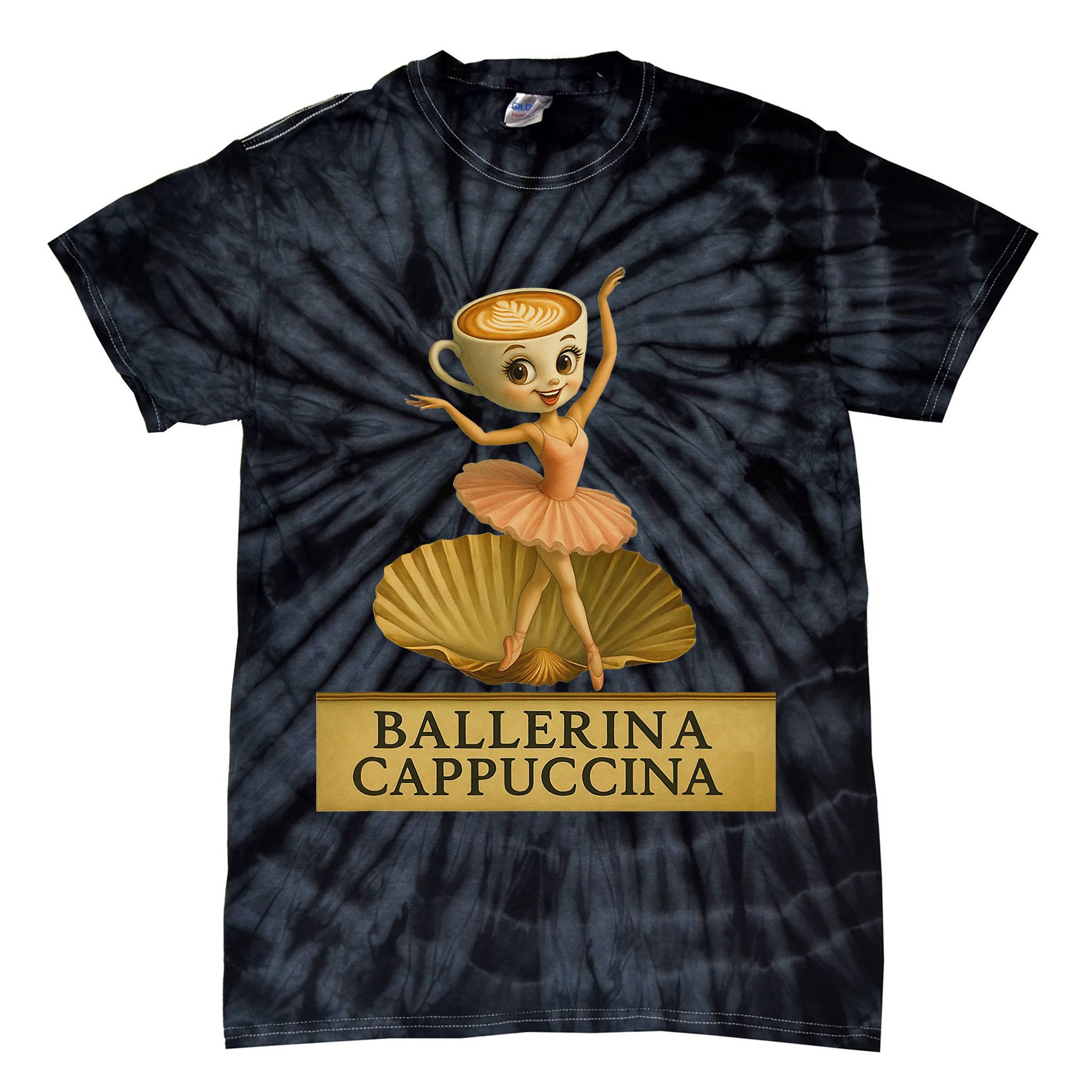 Ballerina Cappuccina Italian Brainrot Meme Ballerina Tie-Dye T-Shirt